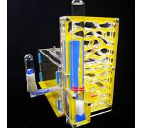 FILFEEL T Design Acrylic Farm with Feeding Area Clear Plastic Villa for Kids Adults Observation Educational Science Project Gift Yellow Blue Red (Yellow)