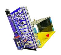 FILFEEL T Design Acrylic Farm with Feeding Area Clear Plastic Villa for Kids Adults Observation Educational Science Project Gift Yellow Blue Red (Blue)