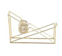 FILFEEL Tape Dispenser Desktop Adhesive Roll Holder Metal Hollow Out Design Rose Gold Office Supplies with for School Office Home Business Gift (Gold)