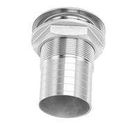 FILFEEL Thru Hull Barbed Fitting 2 Inch 316 Stainless Steel Marine Through Hull Connector for Bilge Drainage Cooling System Boat Plumbing (2 Inch Half Thread Outlet No Gasket)