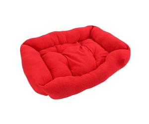 FILFEEL Warm Dog Bed for Small Dogs and Cats - Removable Washable Pet Bed Mat with Cozy Raised, Premium Polyester Filling, Scandinavian Minimalist Design, 70x50 Cm (Red)