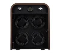 FILFEEL Wood Watch Winder - 4 Slot Automatic Watch Winder with Temperature & Humidity Display, Ultra Quiet 10dB, LED Ambient Light, Vertical Design for Mechanical Watches