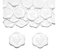 Filhome 100Pcs Wax Seal Stickers, 1.14inch/29mm White Envelope Seal Stickers, Eucalyptus Leaves Vintage Wedding Invitation Stickers for Valentine's Day Birthday Bridal Shower Christmas Party Supply