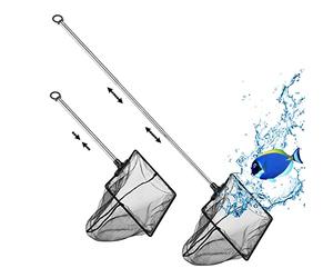 Filhome 15cm Aquarium Fish Net with Extendable Stainless Steel Long Handle 7.4''-16.3'', Fine Mesh Fish Net For Fish Tank
