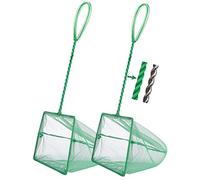 Filhome 2 pack Aquarium Fish Net, Fine Mesh Quick Catch Fish Net with Long Plastic Handle for Fish Tank Green (15 cm/6 inch)