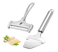 Filhome Cheese Slicer Set - 2 PCS Butter Cutter With Wire and Plane, Adjustable Thickness Scraper Server for Soft, Semi-Hard, Hard Cheeses - Stainless Steel Kitchen Cooking Tool