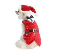 Filhome Dog Cat Christmas Costume Sequin Dog Tuxedo Pet Clothes, Funny Pet Cosplay Costumes Suit with Santa Cap, Puppy Hoodies Outfits Warm Coat Animal Festival Apparel Clothes (S Size)