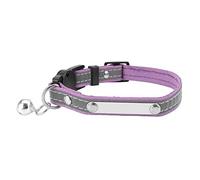 Filhome Personalized Cat Breakaway Collar Engraved with Pet Name and Number, Reflective Customized Cat Collar with Bell and ID Plate(Purple)
