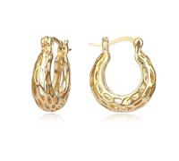 Filigree Earrings,XILAZAB Vintage Filigree Hoop Earrings Oval Hollowed Gold Plated Dangle Earrings Click-Top Boho Yellow Fashion Earrings for Women (Oval Hollow)