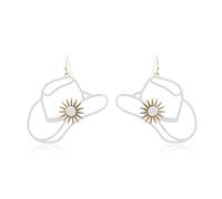 Filigree Metallic Geometric Embellished Cut-Out Drop Earrings - Moroccan Petal Lace, Lattice Polygon, Western Cowboy Dangles, Metal, No Gemstone