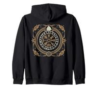 Filigree Viking Rune Symbol Vegvisir Compass (on back) Zip Hoodie
