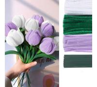 Fililogor Pipe Cleaner for Crafts, 300pcs Tulip Pipe Cleaner Set, Chenille Pipe Cleaners Craft with 16 pcs Flower Stems for Beginners DIY Craft