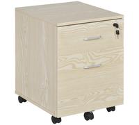 Vinsetto 2-Drawer Locking Office Filing Cabinet 5 Wheels Rolling Storage Oak