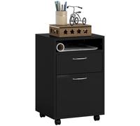 Zennor Donati 2 Draw Filing Cabinet with Open Shelf & Wheels - Black, Black