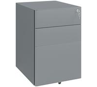 Filing Cabinet 3 Drawer Metal Lockable Mobile Office Storage Pedestal Grey