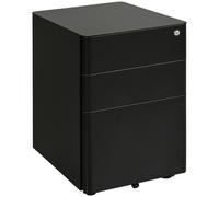 Filing Cabinet 3 Drawer Metal Lockable Mobile Under Desk Office Black