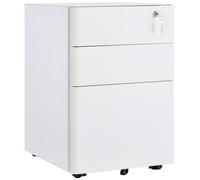 Filing Cabinet 3 Drawer Metal Lockable Mobile Under Desk Storage White
