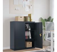 Filing Cabinet Anthracite Powder-Coated Steel 90 x 40 x 105 cm with 2 Shelves Lockable for Office Home Office Study for Safe Storage of Folders and Documents
