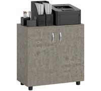 Filing Cabinet Grey 80x40x80cm Particle Board Lockable 2-Tier Office MelamineTop