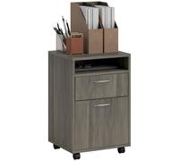 HomCom Filing Cabinet 60cm - Drawers & Open Shelf - Grey
