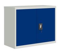 Filing Cabinet Light Grey Blue Powder-Coated Steel 90 x 40 x 70 cm with Shelf Lockable for Office Home Office Study and Storage of Documents Folders Paper