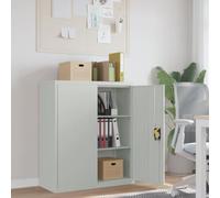 Filing Cabinet Light Grey Powder-Coated Steel 90 x 40 x 105 cm with 2 Shelves Lockable for Office Home Office Storage of Folders and Documents