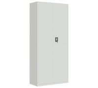 Filing Cabinet Light Grey Powder-Coated Steel 90 x 40 x 200 cm with 4 Shelves Lockable for Office and Home Office Practical Storage of Folders and Documents