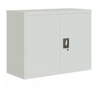 Filing Cabinet Light Grey Powder-Coated Steel 90 x 40 x 70 cm with Shelf and Lockable Door, Office Cabinet for Files, Folders and Documents