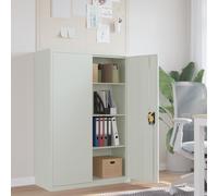 Filing Cabinet Light Grey Powder-Coated Steel 90x40x140cm Lockable 2 Adj Shelves