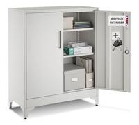 Tectake Blake Filing Cabinet, Magnetic Closure, 2 Adjustable Shelves - Per Piece - Grey