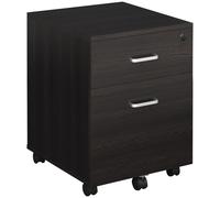 Filing Cabinet Mobile 2-Drawer Locking Black Particleboard 54.6H x 40W x45Dcm UK