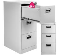 Tectake Metal Three-Drawer Filing Cabinet - Grey, Grey
