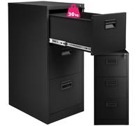 Filing Cabinet with 3 Drawers - Black, none