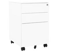 Filing Cabinet Office Cabinet with Wheels White Steel 39 x 45 x 60 cm 3 Drawers Lockable Hanging File Roll Container for Office Home Office Study Storage Documents