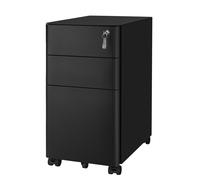 Filing Cabinet on Wheels for Office, Black
