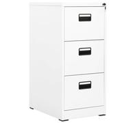 Filing Cabinet Steel 46x62x102.5cm White 2-Drawer Lock A4/Legal Smooth Drawers