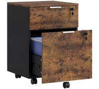 HOMCOM 2-Drawer Filing Cabinet - Adjustable Hanging Bars for A4 & Letter - Brown