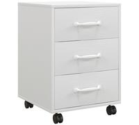 Filing Cabinet White 40x40x57cm MDF & Steel 3-Drawer Under-Desk Mobile Lockable