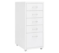 Filing cabinet White Metal 5 drawers Mobile File 28x41x69cm on Wheels with slots