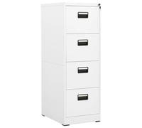 Filing Cabinet White Steel 2-Drawer A4/Legal 46x62x72.5cm Lockable Smooth-Glide