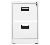 Filing Cabinet White Steel 46 x 62 x 72.5 cm with 2 Drawers Lockable, Hanging File for A4 Legal Folders, Office Cabinet, Roll Container, Multi-Purpose Cabinet for Office, Home Office Storage