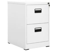 Filing Cabinet White Steel 46x62x72.5cm 2-Drawer Lockable A4/Legal SmoothRunners