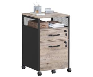 Filing Cabinet with Lockable Drawers, Heather Greige + Ink Black