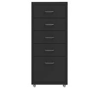 Filing Cabinet with Wheels Black Metal 28 x 41 x 69 cm Office Cabinet with 5 Drawers and Metal Handles for Office Home Office Study Practical Storage and Flexible Mobility