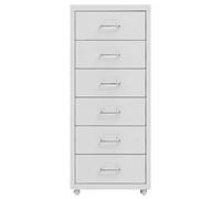 Filing Cabinet with Wheels Grey Metal 28 x 41 x 69 cm 6 Drawers Rolling Container Office Cabinet Storage for Folders Documents Hanging File Multipurpose Cabinet Office Home Office