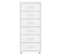 Filing Cabinet with Wheels White Metal 28 x 41 x 69 cm 6 Drawers Rolling Container Office Storage Hanging File Drawer Cabinet Multi-Purpose Cabinet Archive Cabinet