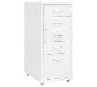 Filing Cabinet with Wheels White Metal 28 x 41 x 69 cm Office Cabinet with 5 Drawers and Metal Handles Rolling Container for Office Home Office for Storage of Folders and Documents