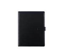 Filing Folder A4 Multifunctional Folder with Pen Insert Leather Business Contract Signing Book Document Information Board Office Supplies(Black)
