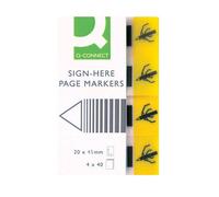 Filing Index Tabs Q-Connect Paper Sign-Here 20X45mm,4X40 Sheets Yellow/paper And Labels/type-Standard/shape-Standard/material-Pape