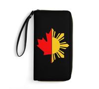 Filipino Canadian Flag Long Pouch Slim Clutch Wallet Purse